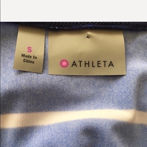 Athleta Long Sleeve Blue White Striped Top Size Small - Picture 4 of 6